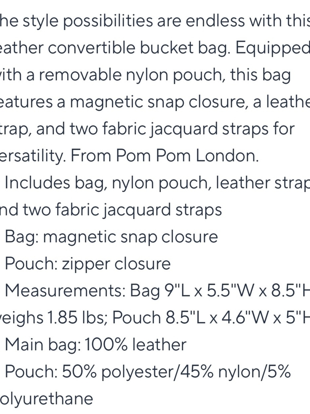 Pom Pom London Lambeth Plum 100% Leather Crossbody Bag with 2 Jacquard Straps - Picture 10 of 10